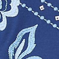 Plus Blue Bayou Monotone Embroidery Top