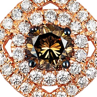 Vanilla Diamond® and Chocolate Diamond® Pendant in 14k Strawberry Gold®
