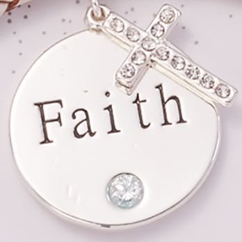  Boxed Leather Faith Cubic Zirconia Cross Pendant Bracelet 