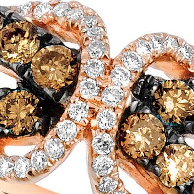 1/8 ct. t.w. Chocolate Diamonds® and 1/8 ct. t.w. Vanilla Diamonds® Ring in 14k Strawberry Gold