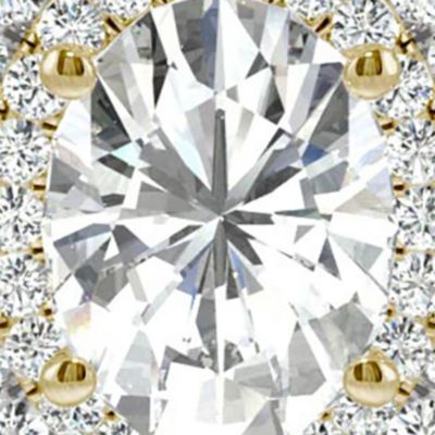 7/8 ct. t.w. Lab Created Moissanite Halo Pendant in 14K Two Toned Gold