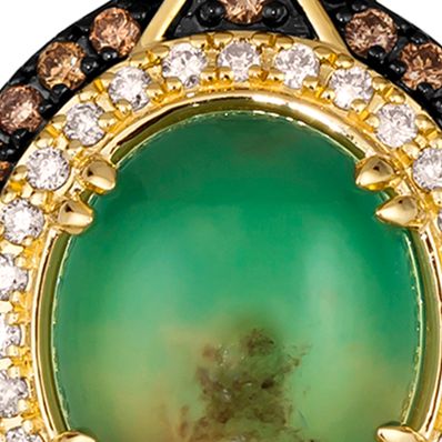 Pendant Necklace featuring 3.5 ct. t.w.. Peacock Aquaprase™, 3/8 ct. t.w. Chocolate Diamonds®, 1/4 ct. t.w. Nude Diamonds™ set in 14K Honey Gold™