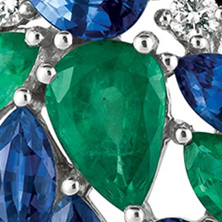 2.9 ct. t.w. Cornflower Ceylon Sapphire™, 1.2 ct. tw. Costa Smeralda Emeralds™, and 1/5 ct. t.w. Vanilla Diamonds® Pendant in 14k Vanilla Gold®