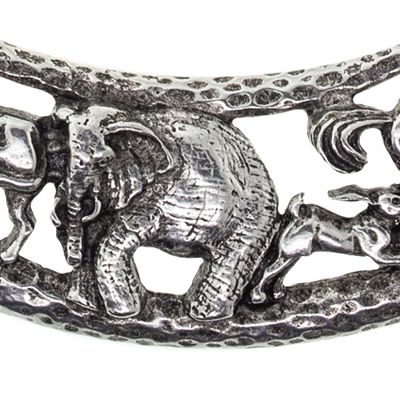 Silver Tone Elephant Collar Necklace