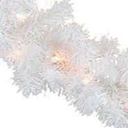 50' x 10Inch Pre-Lit Commercial Length Snow White Christmas Garland  Clear Lights