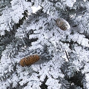 Foot Flocked Montana Down Swept Spruce Artificial Christmas Tree with Pinecones and LED Lights