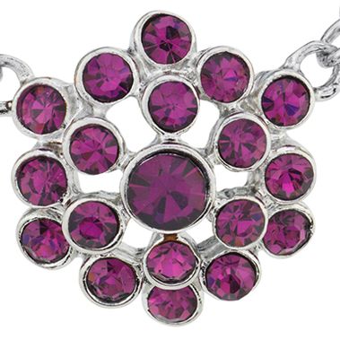 16 Inch Adjustable Silver Tone Amethyst Collar Necklace