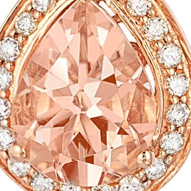 Peach Morganite™ with Neopolitan Opal™, and Multi Colored Diamonds Pendant in 14k Strawberry Gold®