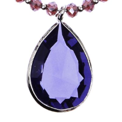 Silver-Tone and Purple Stone Pendant Necklace