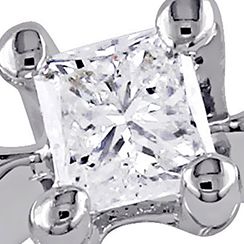 Diamond-Accent Princess-cut Solitaire Ring Sterling Silver