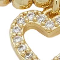 Lab Created Gold Tone CZ Heart Beaded Adjustable Bracelet