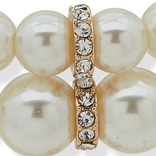 Gold Tone Pearl Stretch Bracelets - Set of 3