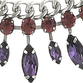 Silver Tone Light Amethyst Crystal and Purple Navette Necklace