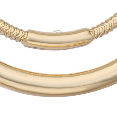 Gold Tone 30 Millimeter Texture Double Hoop Earrings