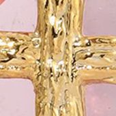 14K Gold Dipped Light Pink Oval Stone Swarovski Crystal Cross Necklace - 16" Adj.