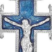 Silver-Tone Sapphire Blue Color Enamel "King of Kings" Rosary