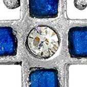 Pewter Enamel Cross Crystal Heart Necklace