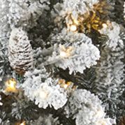 7.5 Foot Flocked Livingston Fir Artificial Christmas Tree with Pine Cones and 500 Clear Warm LED Lights