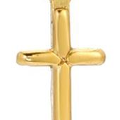 14K Gold Dipped Triple Cross Drop Faux Pearl Necklace - 16" Adj.