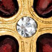 14K Gold-Dipped Crystal Red Enamel Cross Pendant Necklace - 16" Adj.