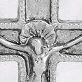 Silver-Tone Frosted Stone with Crystal Cross Large Pendant Necklace - 28"