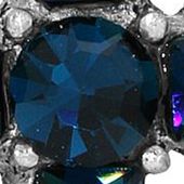 Pewter Blue Crystal Cross Necklace - 16" Adj.