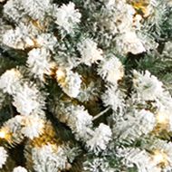 10 Foot Slim Flocked Montreal Fir Artificial Christmas Tree with 800 Warm White LED Lights and 2420 Bendable Branches