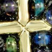 Silver Tone Carded Multi Color Round Beaded Cross Necklace - 16" Adj.