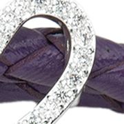 Lab Created Purple Leather Bracelet With Silver Open Heart