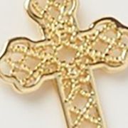 Gold Plated Filigree Cross and Open Heart Duo Pendant Necklace Set