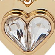 Gold Tone Crystal Multi Row Heart Pendant Necklace