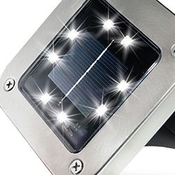 Disk Lights Square Stainless Steel Solar Powered Outdoor Integrated LED Path Disk Lights -Pack