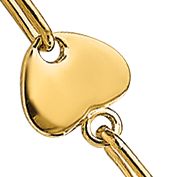 14K Yellow Gold Polished Heart with 1-Inch Extender Anklet