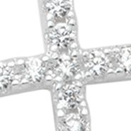 Silver Tone Cubic Zirconia Cross Bracelet 