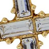Gold Tone Crystal Cross Faux Pearl Stretch Bracelet