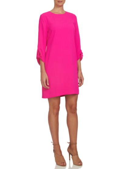 3/4 Sleeve Moss Crepe Shift Dress