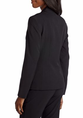 Kasper, Pants & Jumpsuits, Kasper Womens Pant Suit Set Size 2 Black Three  Button Up Blazer Career 15p