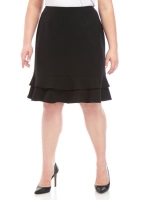 Kasper Plus Size Ruffle Bottom Skirt | belk