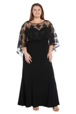 R&M Richards Women's Plus Size Empire Waist Cold Shoulder Dress with Sleeves