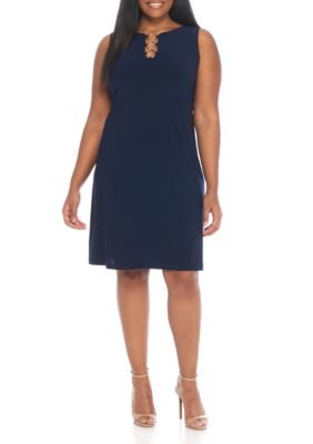 IVY ROAD Plus Size Sleeveless Solid A-Line Dress | belk