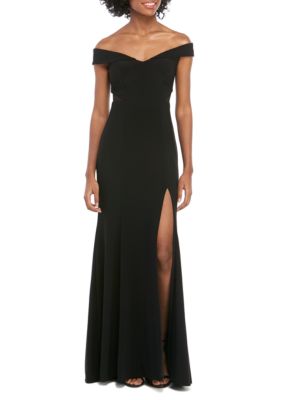 Xscape Off The Shoulder ITY Long Gown | belk