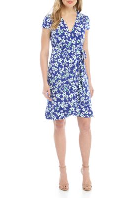 Jessica Howard Short Sleeve Floral Faux Wrap Dress | belk