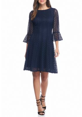 Chris McLaughlin Bell-Sleeve Lace Fit and Flare Dress | Belk