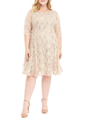Chris McLaughlin Plus Size Sequin Lace Skater Dress | belk
