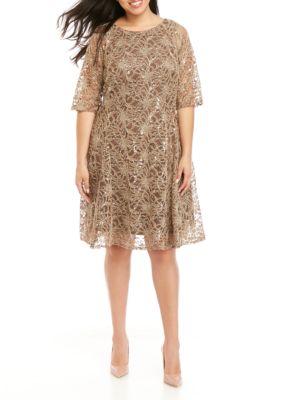 Chris McLaughlin Plus Size Sequin Lace Short Dress | belk