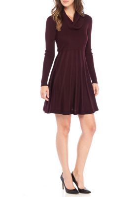 Calvin Klein Cowl-Neck Fit and Flare Sweater Dress | belk