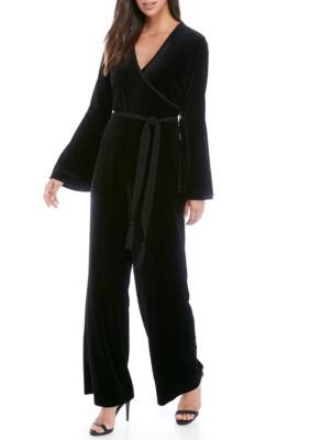 Calvin Klein Long Bell Sleeve Velvet Jumpsuit | belk