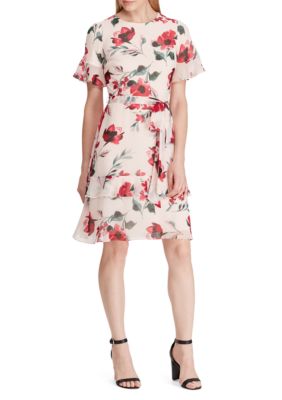 Lauren Ralph Lauren Belted Floral Georgette Dress | belk