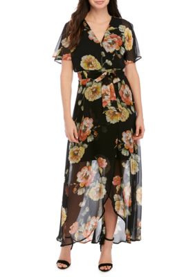 Luxology™ Short Flutter Sleeve Floral Maxi Dress | belk