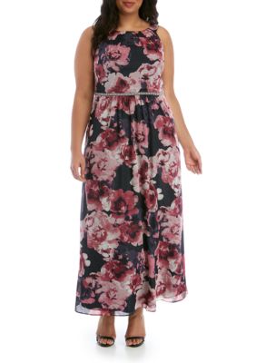 SLNY Plus Size Floral Printed Maxi Dress | belk